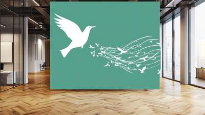 flying note icon on green background Wall mural