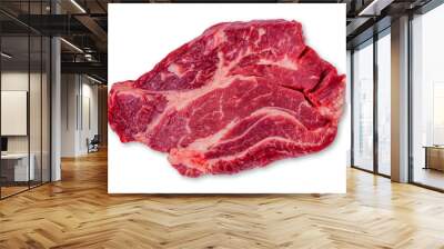 Fresh meat, raw marbled beef steak on a white background, top view. Wall mural