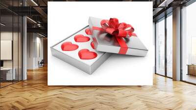 gift with valentine hearts 3d. love concept. isolated on white b Wall mural