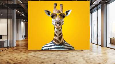 giraffe with glasses Wall mural