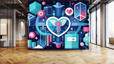 Health care and science medical innovation concept. Abstract geometric futuristic technology background Wall mural