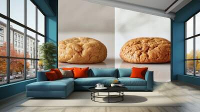 Close-up of Two Different Cookies on Marble Surface Wall mural