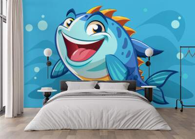 Laughing Fish Character Wall mural