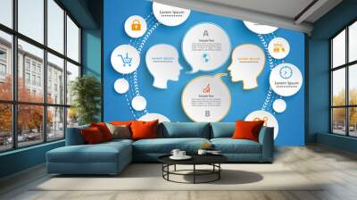 circles cycle 2 heads communication Wall mural