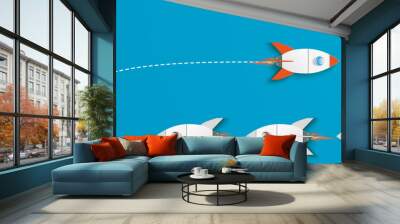 Turnaround Rocket Innovative Startup Blue Header Wall mural