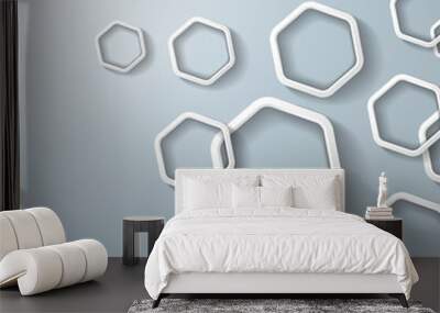 White Hexagon Rings 2 Wall mural