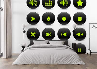 Media player vector iconset Wall mural