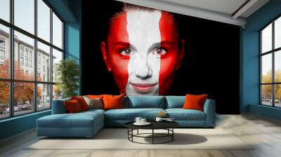 Portrait of a woman with the flag of the Austria Wall mural