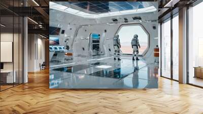 Man Standing in Futuristic Room Wall mural