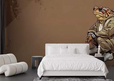 toad in a tracksuit on a brown background. business style. generative ai Wall mural