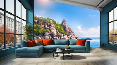 Buddha Rock And Beautiful Tropical sea,  Koh Tao, Thailand Wall mural