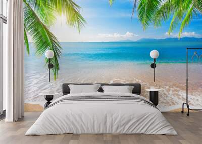 Palm and tropical beach Wall mural