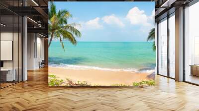 tropical beach with cocnut palm tree Wall mural