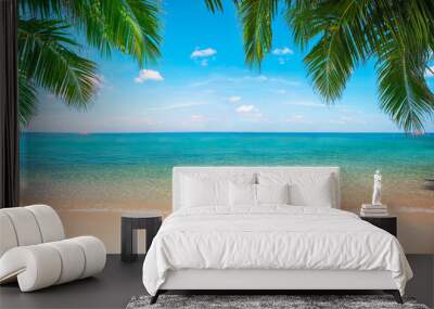 tropical beach with coconut palm Wall mural