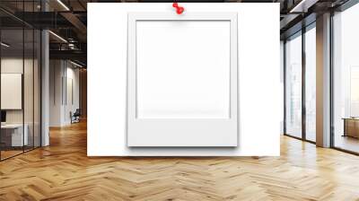 Photo frame fixed with a pushpin. Empty photo frame for your design. Wall mural