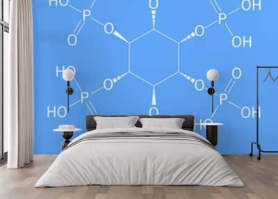 Phytic acid or hexakisphosphate, IP6, phytate molecule. Present in seeds and grains of many plants, acting as storage form of phosphorus. Skeletal formula. Wall mural