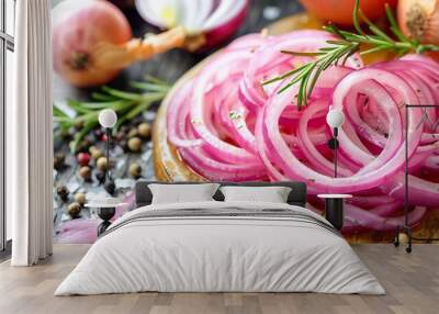 pickled onions sliced rings for grilling and barbecue Wall mural