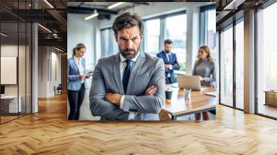 Portrait of angry businessman in hos office Wall mural