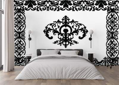 black decorated horizontal frame shape ornament Wall mural