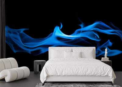 blue flame long spark isolated on black Wall mural