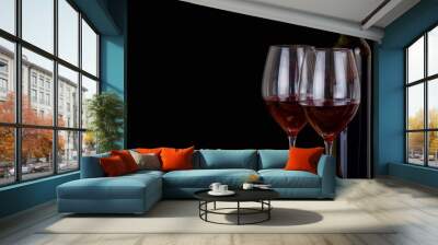 blueberry heap and red wine on black Wall mural