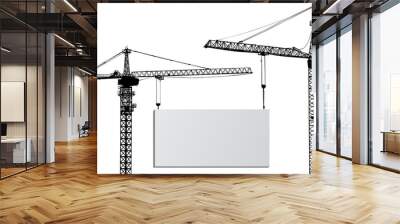 isolated two cranes with billboard Wall mural