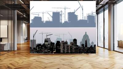 twe cities landscapes silhouettes Wall mural