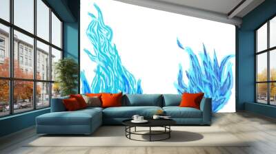 two bright blue flames on white Wall mural