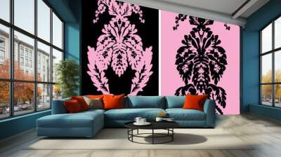 two pink and black floral bands Wall mural