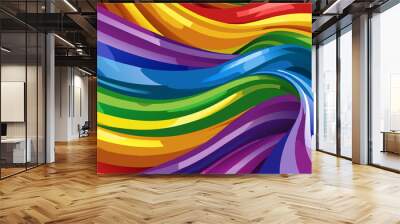 Rainbow Wavy Satin Background Wall mural