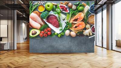 Balanced diet food background Wall mural