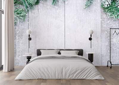 Christmas and New Year background with fir branches Wall mural