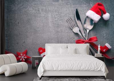 Christmas table place setting Wall mural