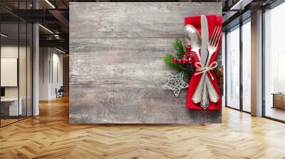 Christmas table place setting Wall mural