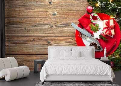 Christmas table setting Wall mural