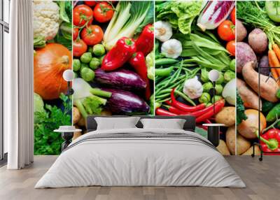 Food background with assortment of fresh organic vegetables Wall mural