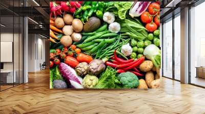 Food background with assortment of fresh organic vegetables Wall mural