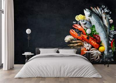 Fresh fish and seafood Wall mural