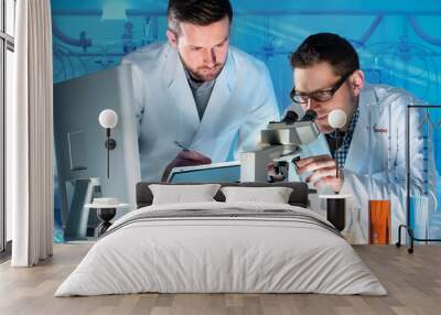 Group of scientists working at the laboratory Wall mural