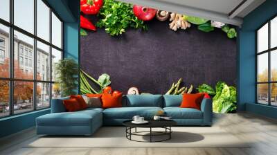 Healthy food concept with fresh vegetables and ingredients for cooking Wall mural