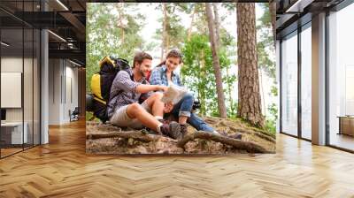 hiking couple Wall mural