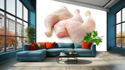 Raw chicken legs isolated on white Wall mural