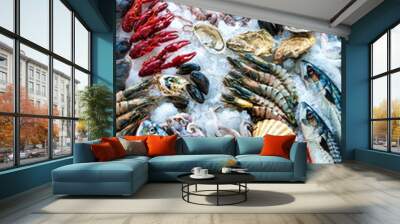 Seafood on ice Wall mural