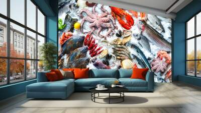 Seafood on ice Wall mural