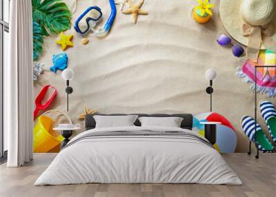 Summer travel and beach holiday background.  Concept for family vacation with the children Wall mural