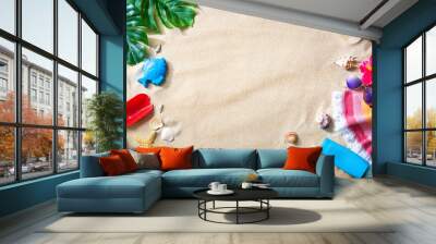 Summer travel and beach holiday background.  Concept for family vacation with the children Wall mural