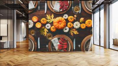 Thanksgiving celebration traditional dinner table setting Wall mural