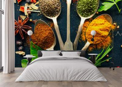 Various herbs and spices Wall mural