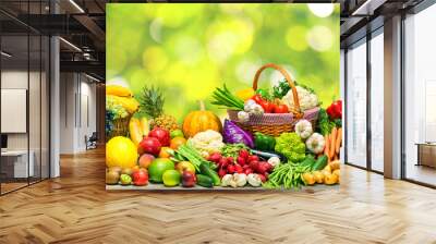 Vegetables and fruits background Wall mural