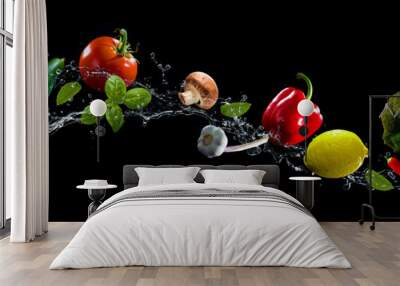 Vegetables water splash Wall mural